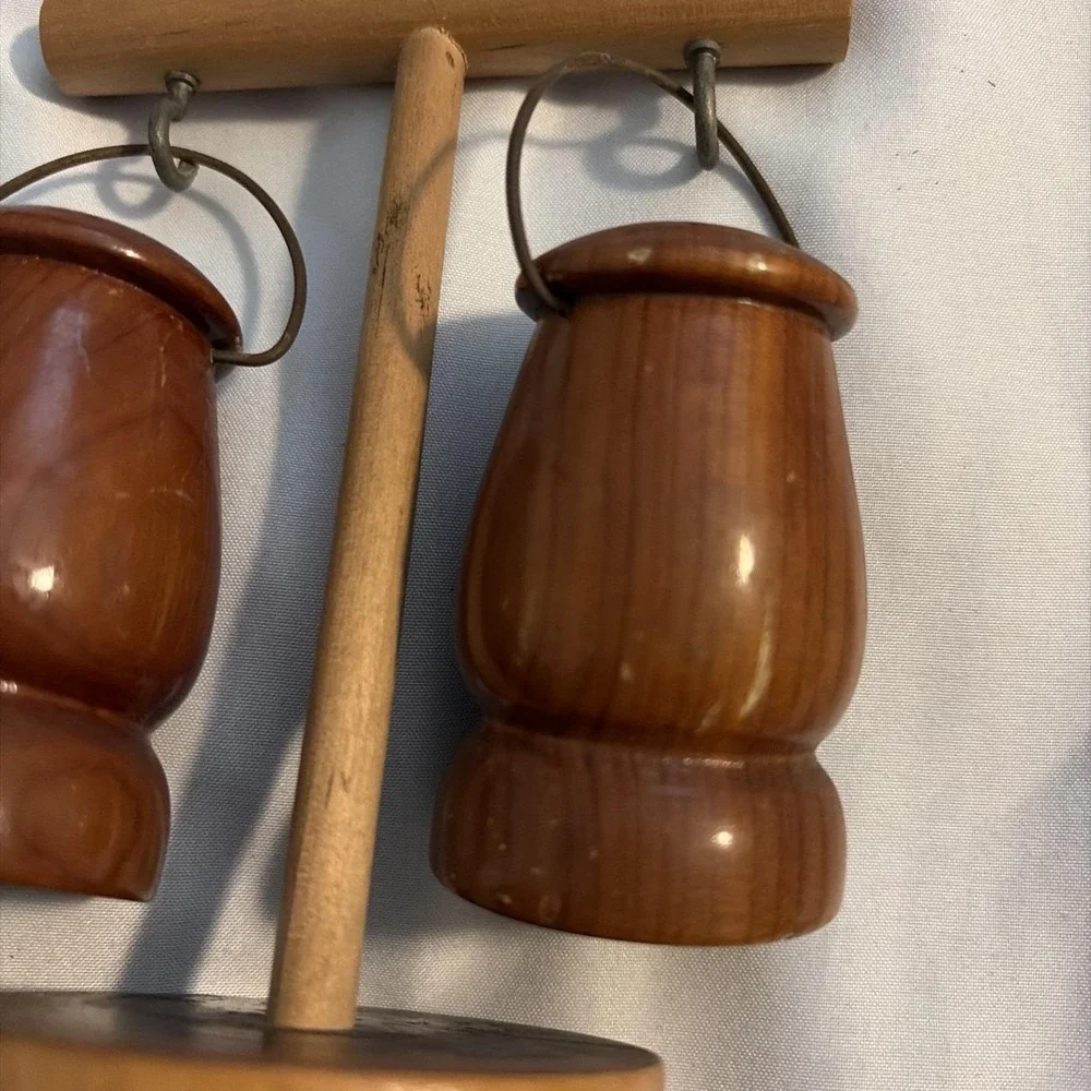 Wooden Lanterns‎ Hanging Salt And Pepper Shakers With Stand Vintage